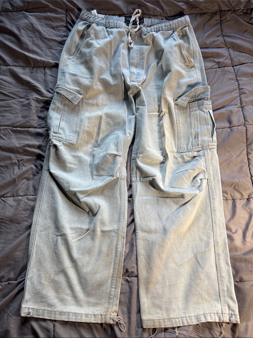 Urban Heritage Men's Cargo Pants - Faded Light Blue